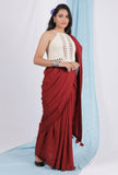 Maroon kota tassel embellished saree