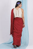 Maroon kota tassel embellished saree
