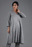 Metal Grey Chanderi Jacquard Kurta