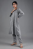Metal Grey Chanderi Jacquard Kurta