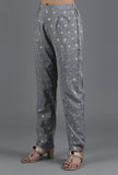 Metal Grey Chanderi Jacquard Straight Pant