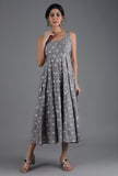 Metal Grey Chanderi Jacquard Sleeveless Dress