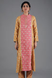 Yellow Ochre & French Pink Panelled Straight Kurta