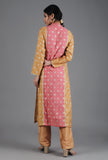 Yellow Ochre & French Pink Panelled Straight Kurta