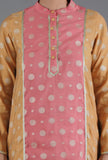 Yellow Ochre & French Pink Panelled Straight Kurta