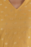 Honey Yellow V-Neck Chanderi Jacquard Kurta