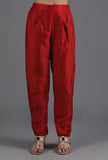Rust Red Straight Chanderi Pant