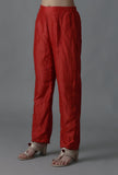Rust Red Straight Chanderi Pant