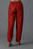 Rust Red Straight Chanderi Pant