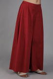 Maroon Cotton Slub Flared Pants