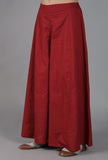 Maroon Cotton Slub Flared Pants