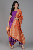 Carrot Orange Chanderi Brocade Dupatta