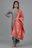 Imperial Red Chanderi Brocade Dupatta