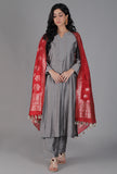 Crimson Red Chanderi Brocade Dupatta