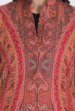Waheeda vermalion red Kani Jamavar Long Coat Outer Jacket