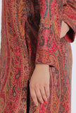 Waheeda vermalion red Kani Jamavar Long Coat Outer Jacket