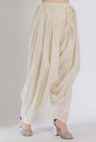 Off White Lurex Draped Dhoti Pants
