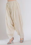 Off White Lurex Draped Dhoti Pants