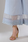 Powder Blue Solid Palazzo Pants With Organza & Lacework Detailing