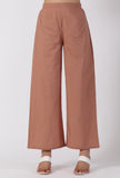 Set Of 2-Copper Cotton A-Line Kurta With Copper Cotton Flared Pants