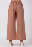Set Of 2-Copper Cotton A-Line Kurta With Copper Cotton Flared Pants