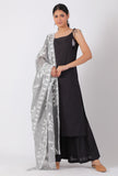 Grey Chickoo Net Dupatta