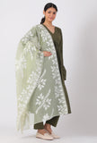 Tea Green Chickoo Net Dupatta