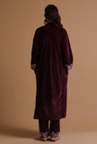 Set Of 2: Crater Brown Kashmiri Tilla Embroidery Phiran With Pant-Free Size