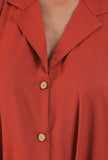 Women Orange Cotton Shirt Collar Straight Fit Dresses