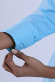Women Blue V-Neck Cotton Kurta