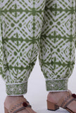 Set Of 3: Green & White Color Cotton Block Printed Kurta, Pant & Dupatta
