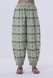 Set Of 2: Green & White Color Cotton Block Printed Kurta & Pant