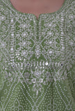 Set Of 2: Green & White Color Cotton Block Printed Kurta & Pant