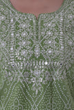 Green & White Color Cotton Block Printed Kurta