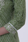 Green & White Color Cotton Block Printed Kurta