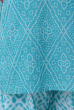 Turquoise & White Cotton Block Printed Kurta