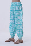 Turquoise & White Cotton Block Printed Pant