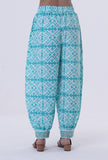 Turquoise & White Cotton Block Printed Pant