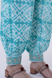 Turquoise & White Cotton Block Printed Pant