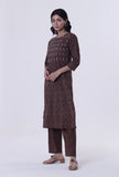 Block Printed Green Color Cotton Kurta