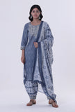 Blue & White Block Printed Cotton Dupatta