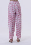 White Cotton Block Printed With Red Motif Pant