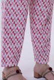 White Cotton Block Printed With Red Motif Pant