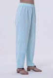 Greenish-Blue Cotton Block Printed Pant