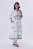 White Color Cotton Block Printed With Multicolor Motif Kurta