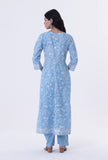 Blue & White Cotton Block Printed Kurta