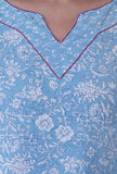 Blue & White Cotton Block Printed Kurta