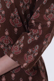 Brown & Multicolor Cotton Block Printed Kurta