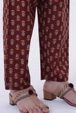 Set Of 2: Red & Multicolor Cotton Block Printed Kurta & Pant