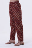 Red & Multicolor Cotton Block Printed Pant